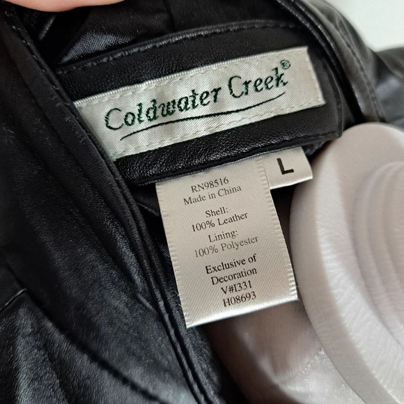 Genuine Black Leather Womens Zip Up Embroidered Vest Jacket Coldwater Size Large - Picture 5 of 8